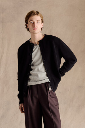 Hudson Crew Neck Cardigan | Black – Anovair