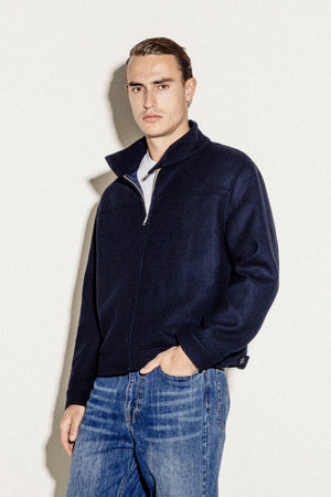 ジャケット・アウター 80sBurberry short wool Harrington jacket BURBERRY'S VINTAGE HARRINGTON MEN'S JACKET BOMBER WOOL NAVY BLUE