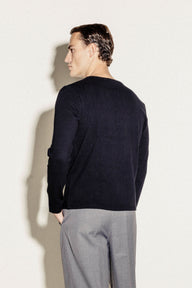Ribbed Henley Shirt | Black