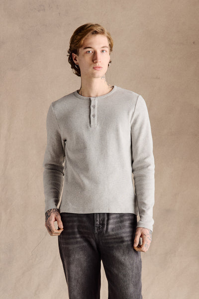 Ribbed Henley Shirt | Grey – Anovair