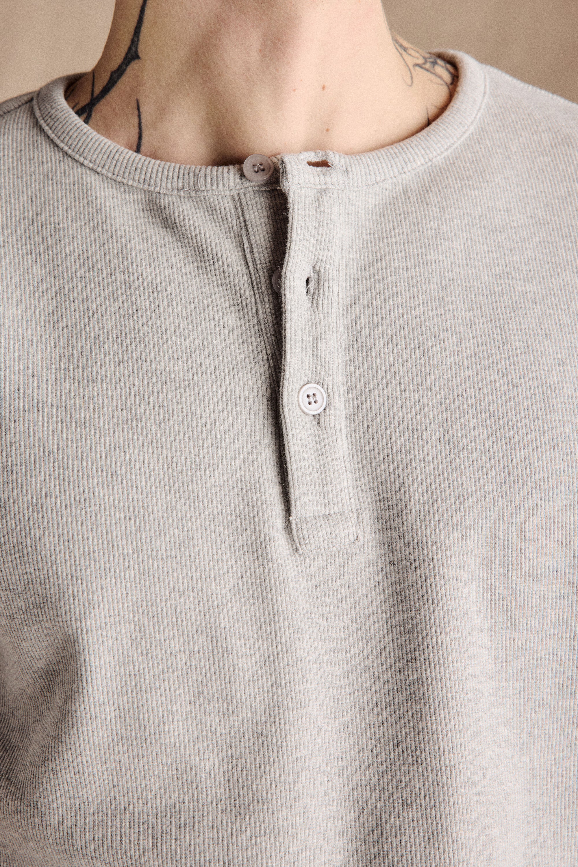 Ribbed Henley Shirt | Grey – Anovair