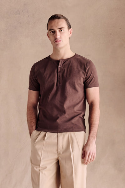 Henley Short Sleeve | Dark Brown – Anovair