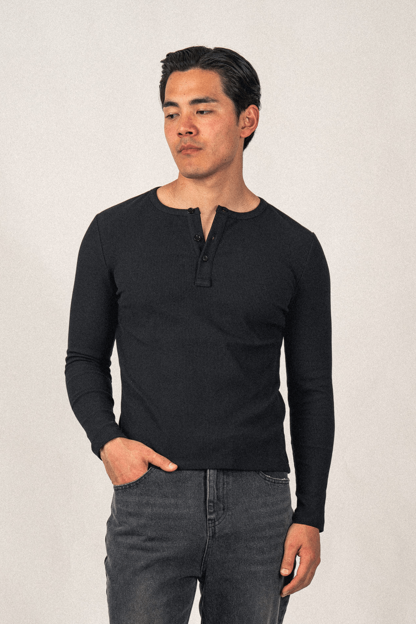 Henley Shirt Black – Anovair - Main Image