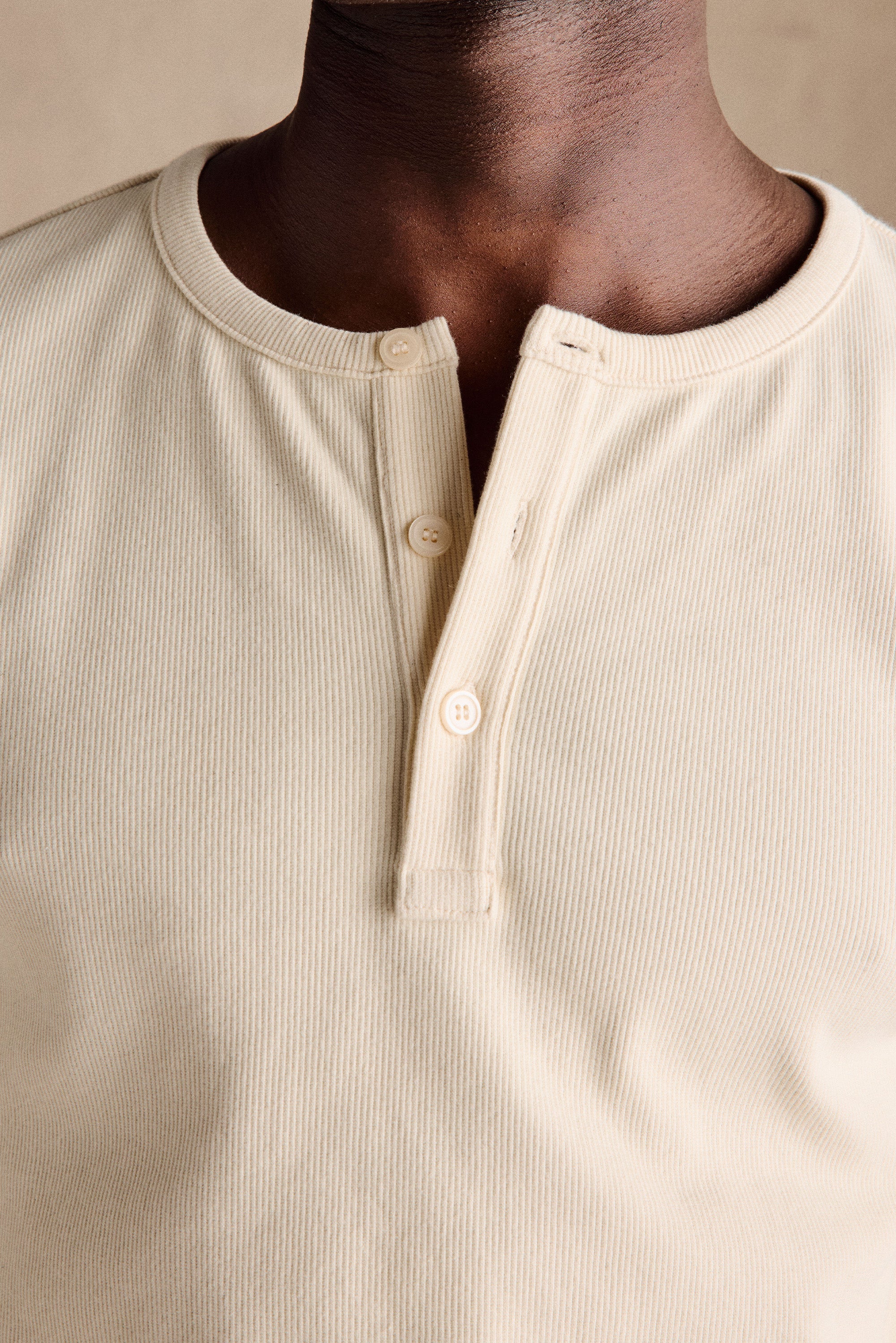 Ribbed Henley Shirt | Beige – Anovair