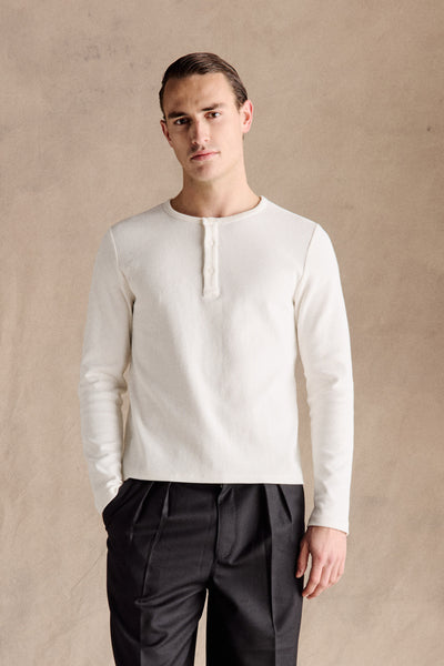 Ribbed Henley Shirt | White – Anovair