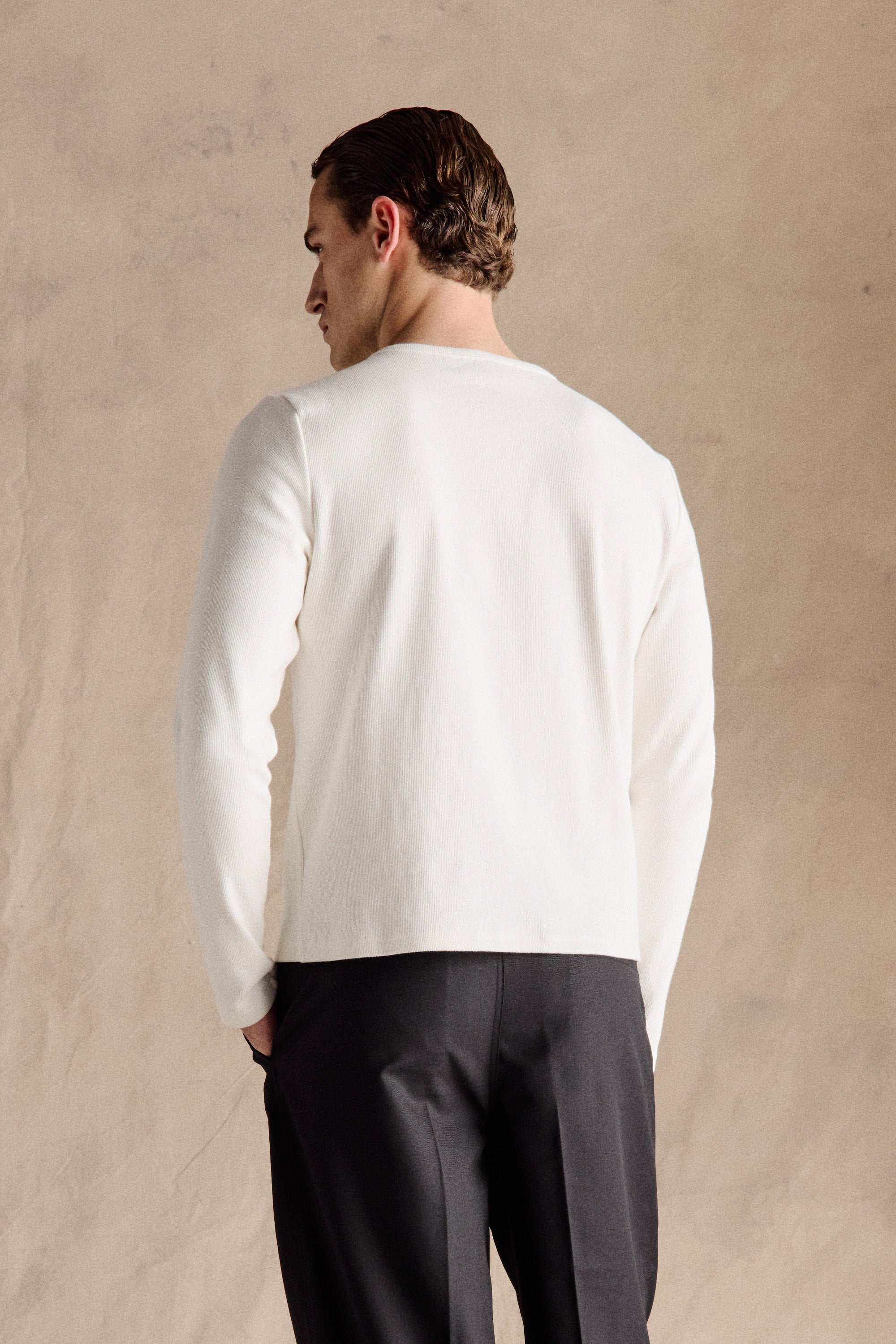 Ribbed Henley Shirt | White – Anovair