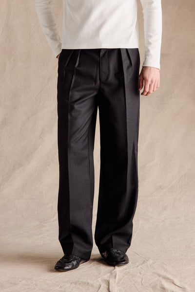 Manhattan Pleated Trousers | Black – Anovair