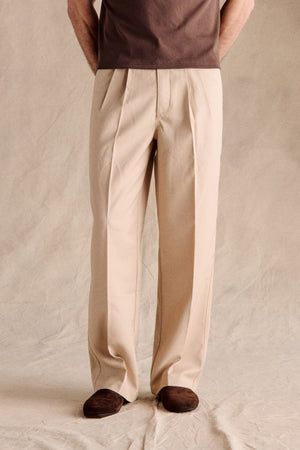 Manhattan Pleated Trousers | Beige – Anovair