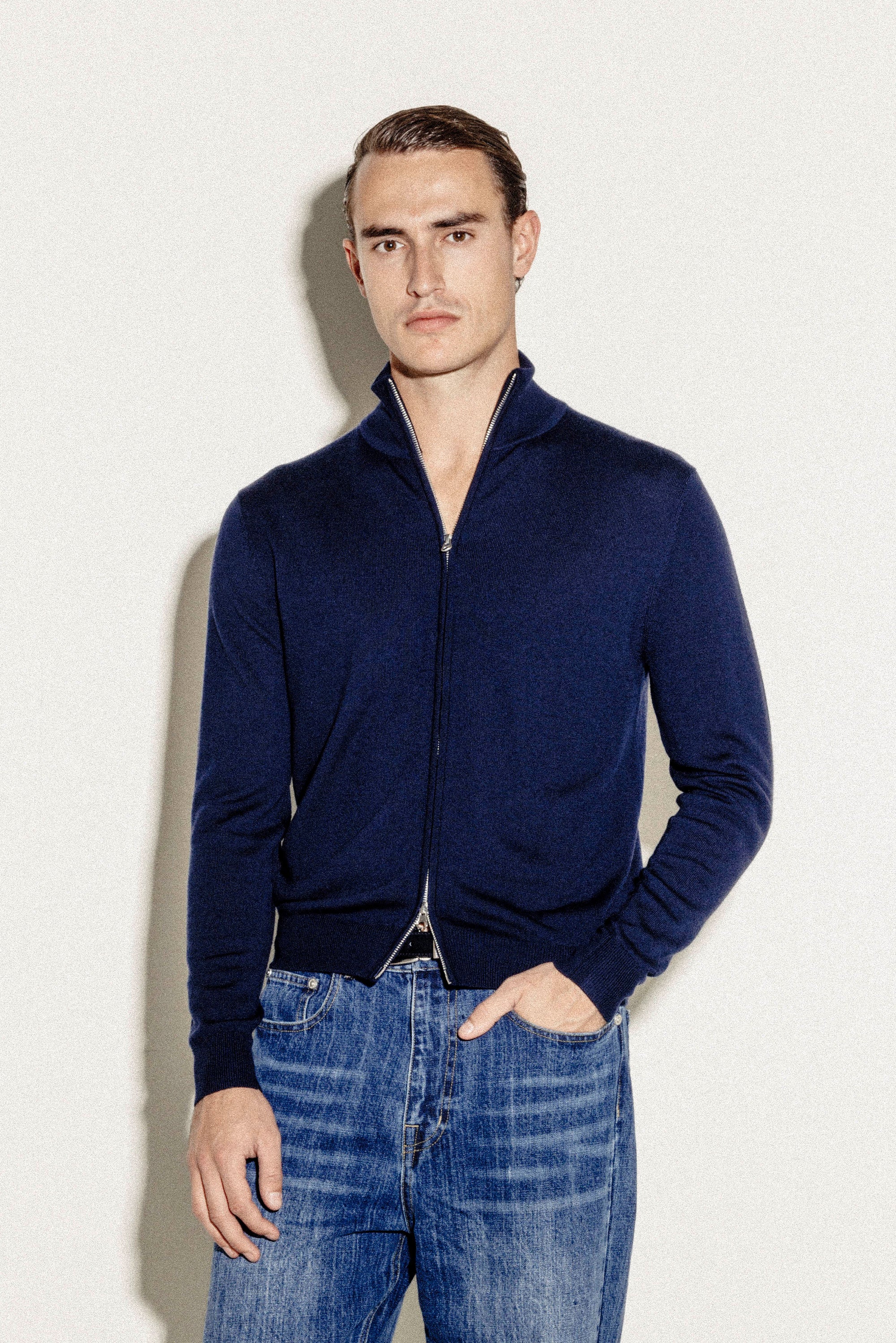 Slim Zip Vest Wool | Navy – Anovair