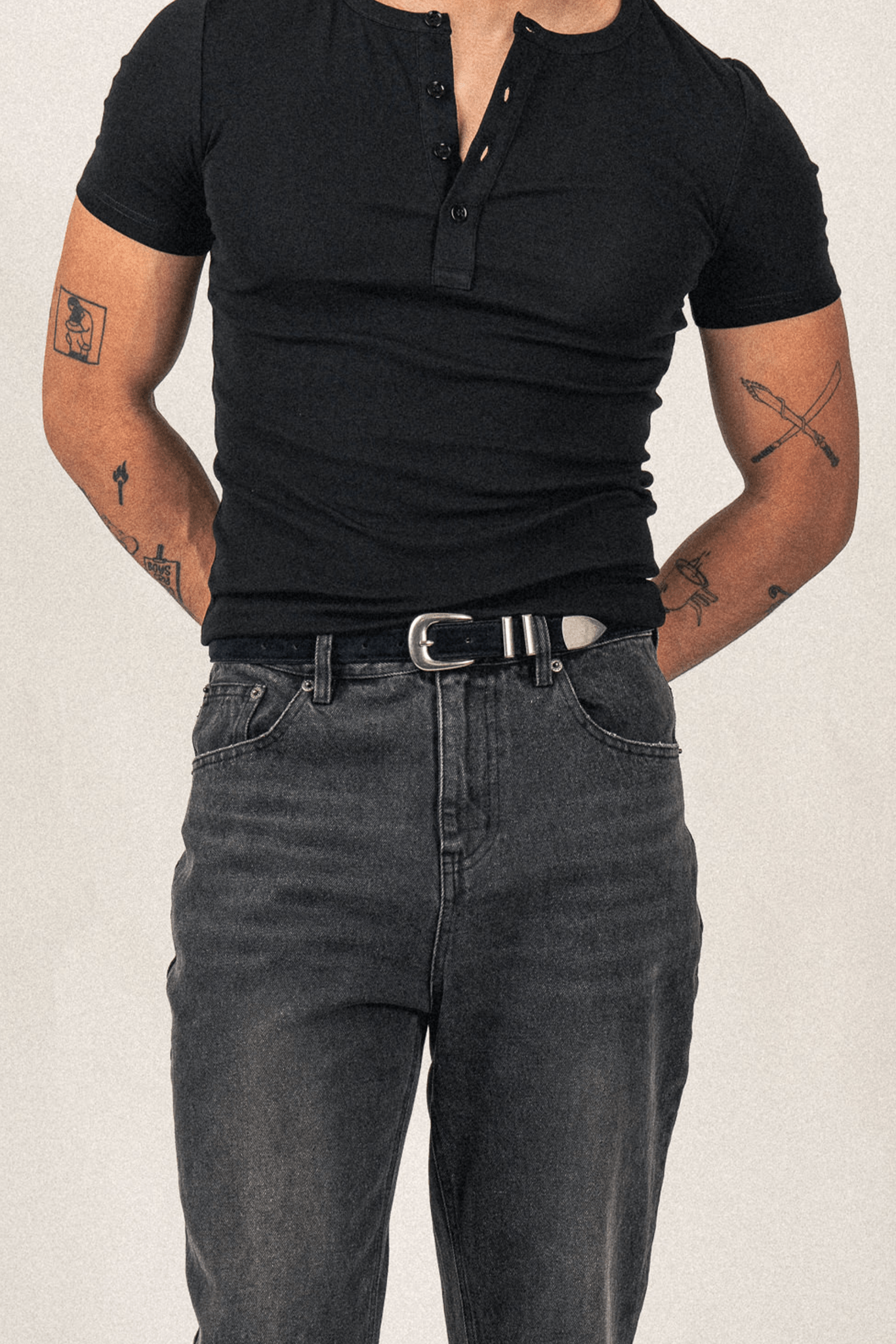 Suede Buckle Belt | Black - Anovair