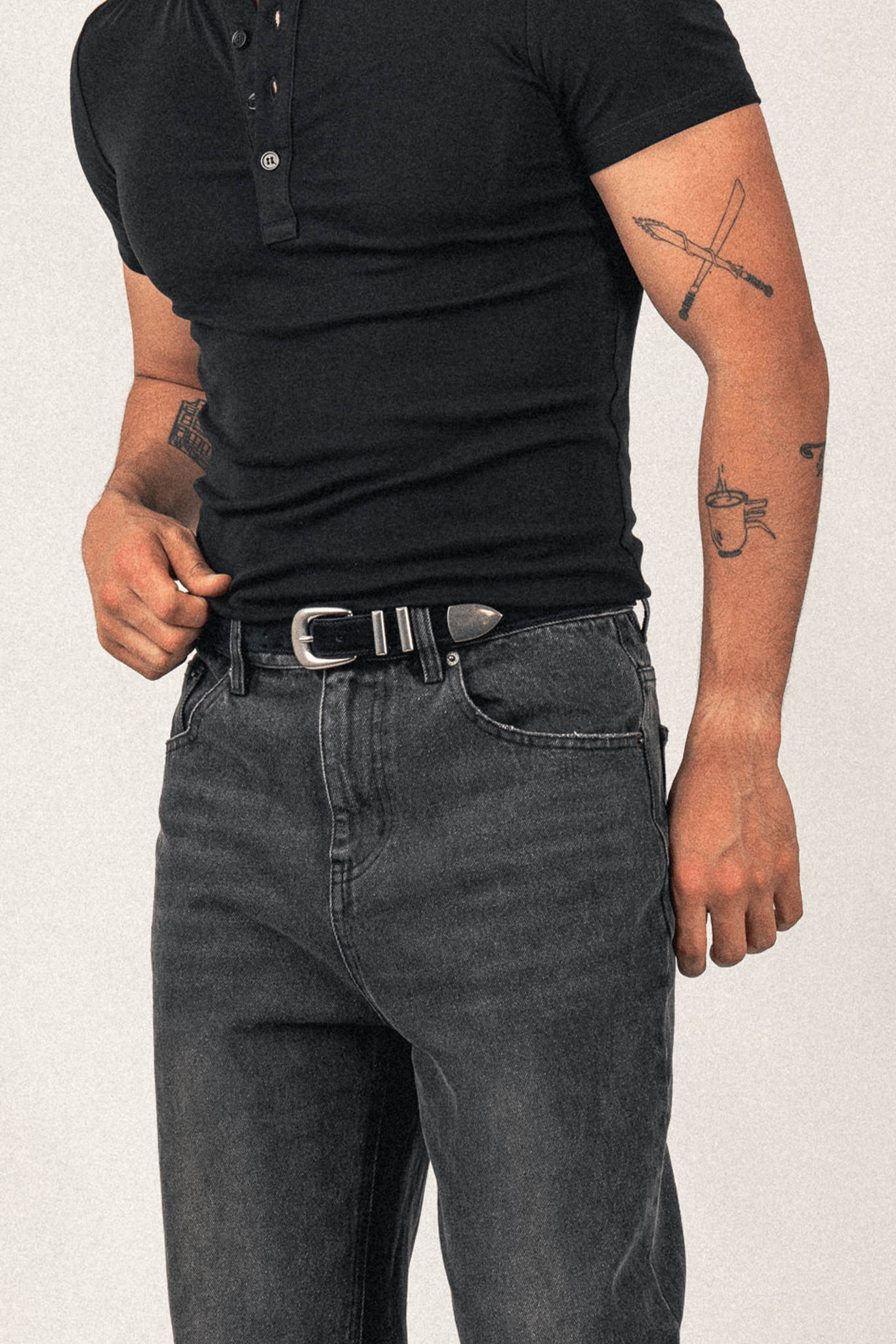 Suede Buckle Belt | Black - Anovair