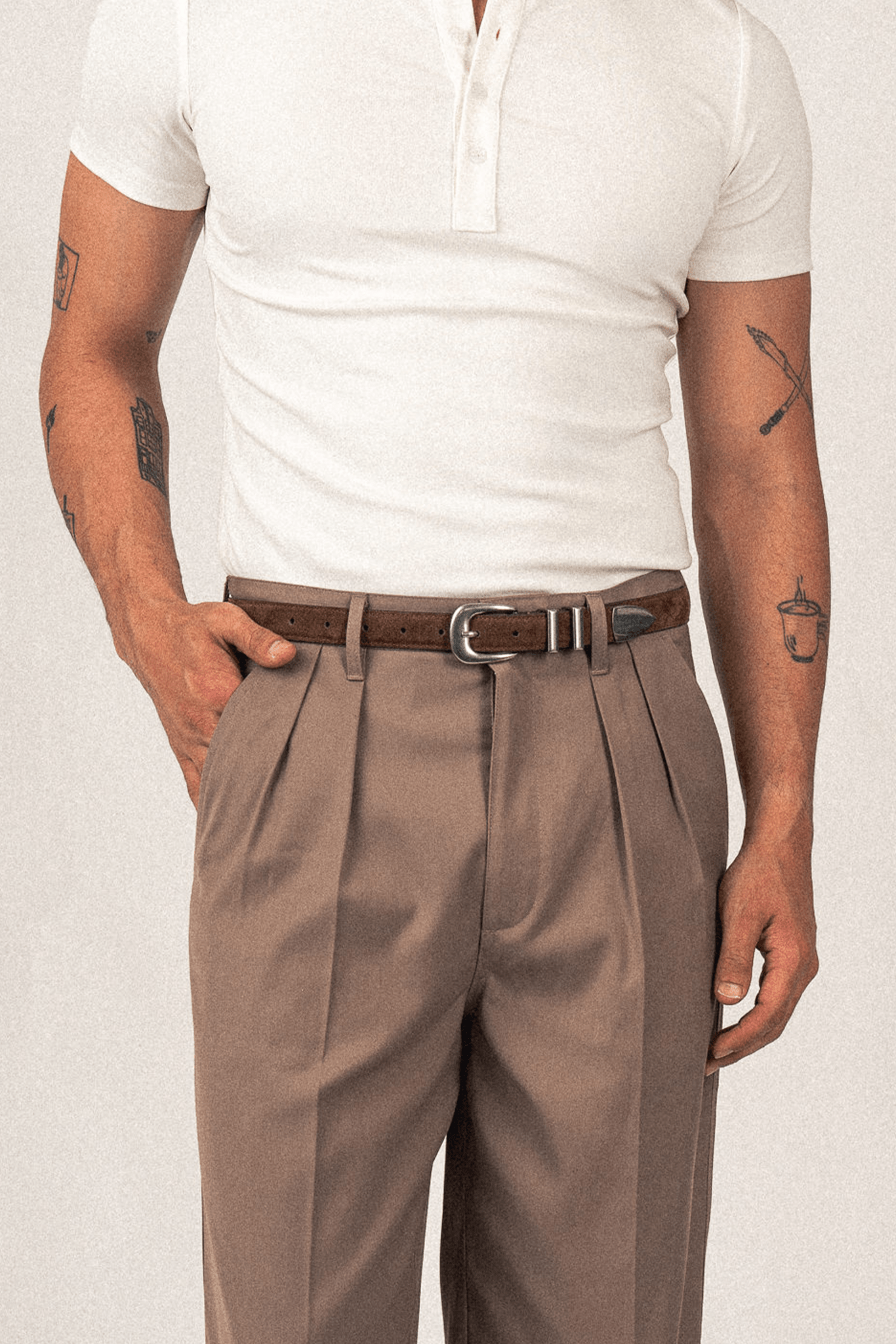 Suede Buckle Belt | Brown - Anovair